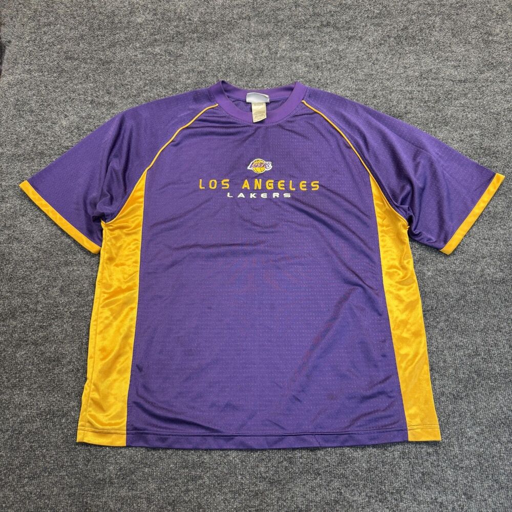 Vintage Los Angeles Lakers NBA Y2K Warm Up Shirt Jersey Purple Mens Sz XL Grunge